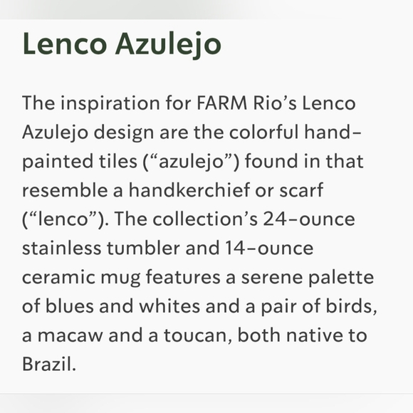 NIB Starbucks X Farm Rio Limited Edition Collab Mug, Lenco Azulejo - Picture 9 of 10